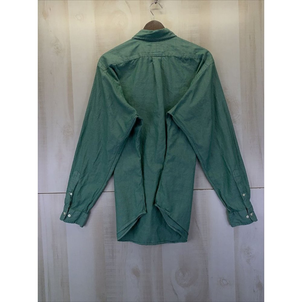 Vintage Polo Ralph Lauren Classic Fit Metallic Green Mens Button Down Shirt 16.5 - Picture 7 of 7